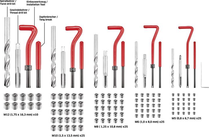 Produktbild Toolcraft 131tlg. Gewindereparatursatz M5-M12