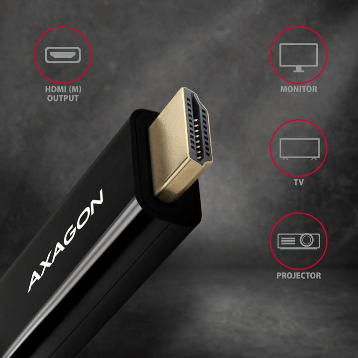 Actual product image Axagon RVDM-HI14C2 Mini DisplayPort to HDMI adapter cable, 4K/30 Hz, 180 cm long (1.80 m)