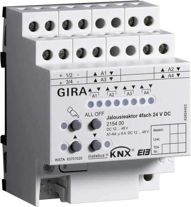 Actual product image Gira Jal.actuator 4f DC 24 V manual KNX REG 215400 (Heating actuator)