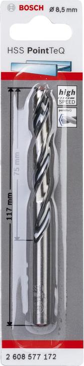 Actual product image Bosch Professional Zubehör Metal twist drill HSS PointTeQ. DIN 338. 8.5 mm. Pack of 1 (8.5 millimetres)