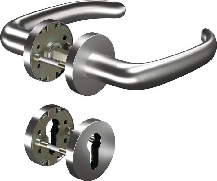 Actual product image Ogro Escutcheon set CORE8999 8mm / 6501 / 6612 PZ AL Aluminium F1 U-shape PZ DIN left / right D/D (Door handle)