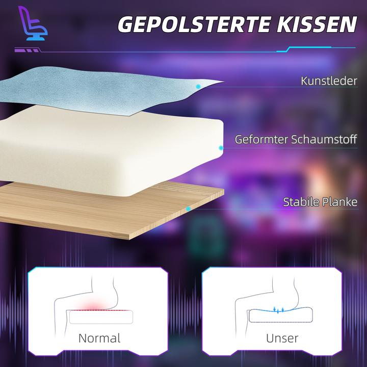 Image du produit Homcom Gamingstuhl Kunstleder Blau