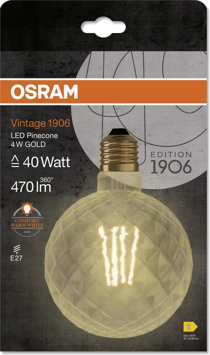 Actual product image Osram Vintage 1906 LED Pine (E27, 4.50 W, 470 lm, 1 x, E)
