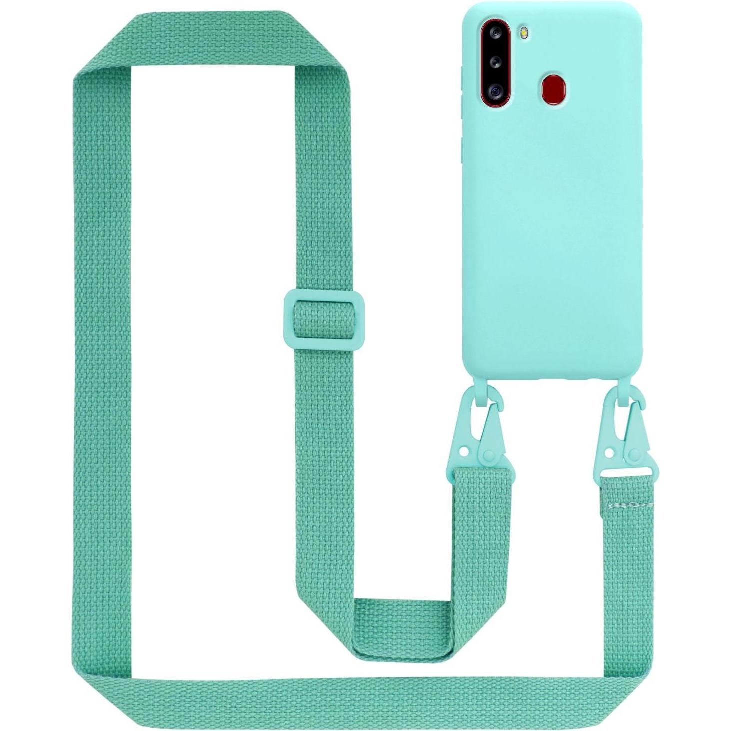 Cadorabo TPU Cover Handy Kette Liquid (Samsung Galaxy A21), Smartphone Hülle, Türkis