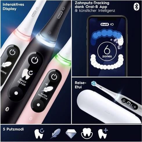 Actual product image Oral-B iO Series 6, White Luxe Edition Elektrische Zahnbürste (Oscillating toothbrush)