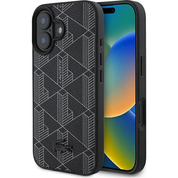 Lacoste LCHMP16SPBSK iPhone 16 6.1" czarny/black hardcase Blend Monogram MagSafe (Apple iPhone 16), Smartphone Hülle, Sc...