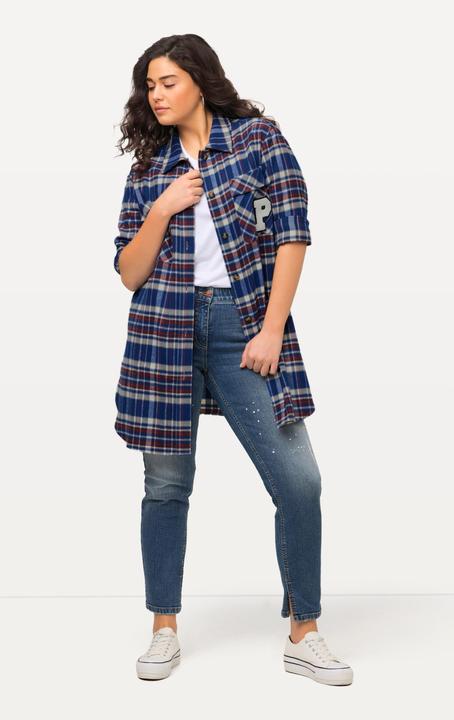 Image du produit Ulla Popken Veste à carreaux, col chemise, patte de boutonnage, base arrondie (46, 48)