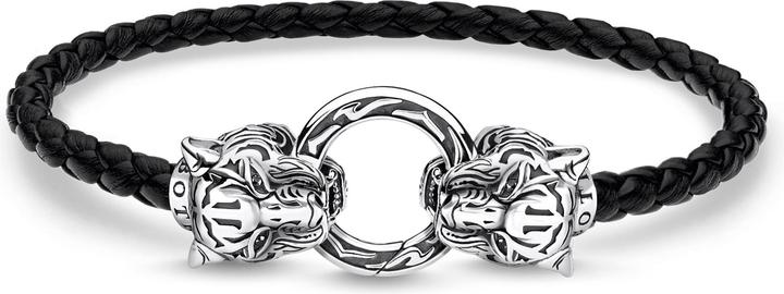 Image du produit Thomas Sabo Bracelet (17 cm, Cuir, Argent sterling 925, Noirci)
