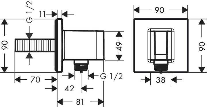 Actual product image hansgrohe HG wall connection FixFit E with shower holder brushed bronze