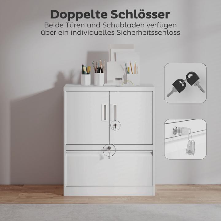 Produktbild Homcom Aktenschrank Stahl Weiss (40 x 80 x 95 cm)