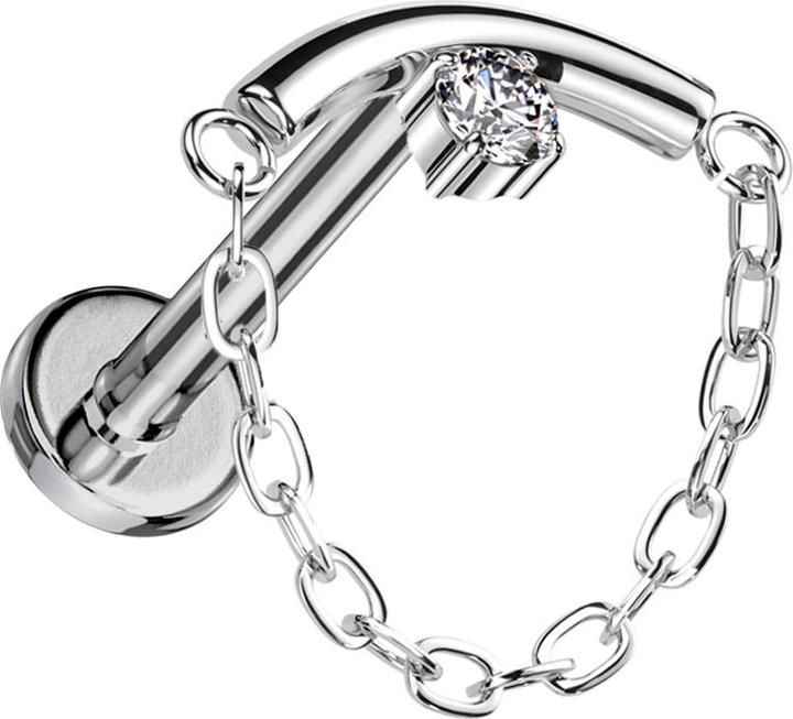 Produktbild Star Piercing Micro Labret Innengewinde silber stange gebogen silber Kristall silber Anhänger Kette (ohne Messing, Titan G23)