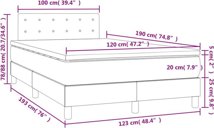 Image du produit vidaXL Boxspringbett (120 x 190 cm)