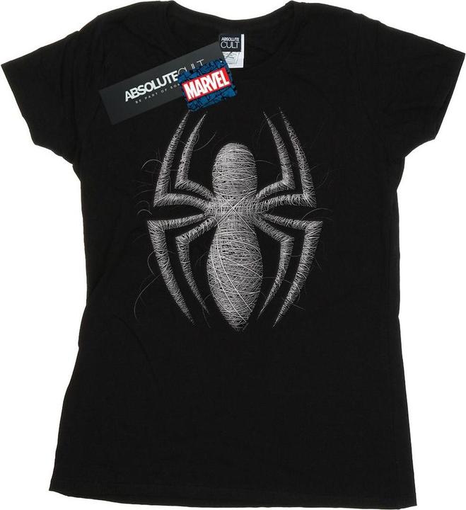 Actual product image Womens/Ladies Spider-Man Web Logo Cotton T-Shirt (S)