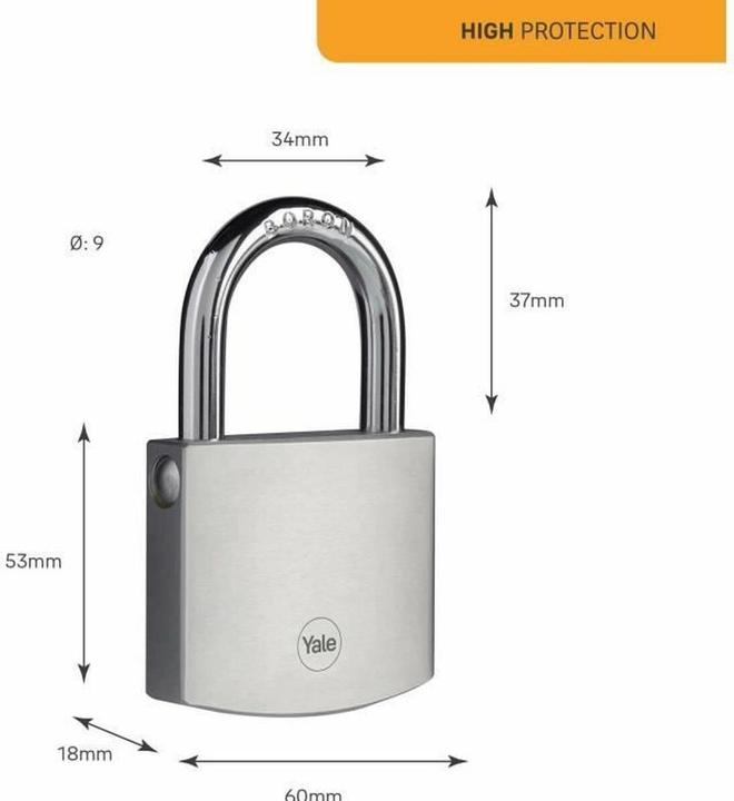 Actual product image Yale Y120DB/60/135/1 Padlock 60mm silver key lock