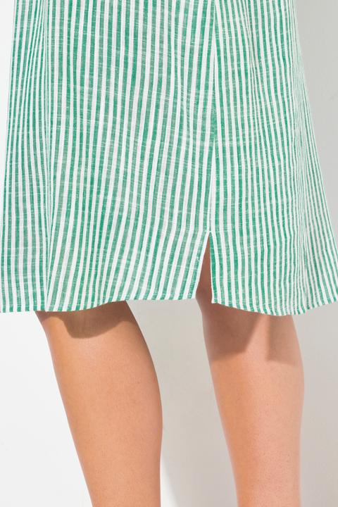 Immagine prodotto Ulla Popken Abito in misto lino dal taglio oversize con righe, collo da camicia e mezze maniche (50, 52)