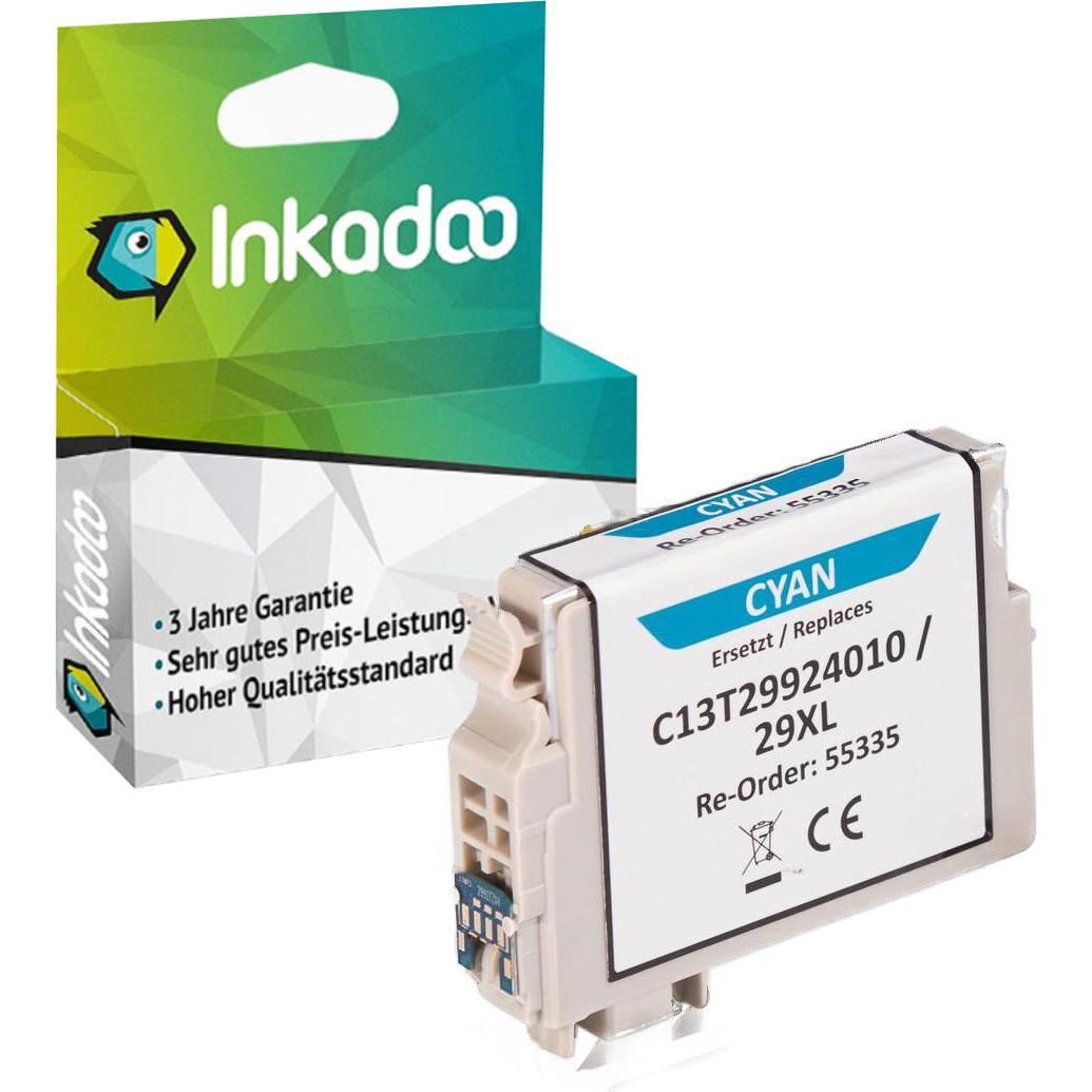 Inkadoo, Druckerpatrone, Druckerpatronen kompatibel zu Epson C13T29924010 / 29XL Tintenpatrone, cyan Cyan (C)