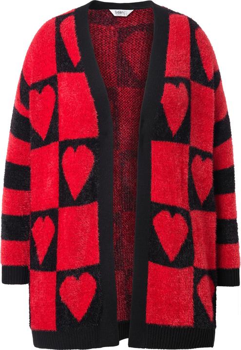 Angel of Style Strickjacke, Straight Fit, Herz-Muster, geringelter Langarm