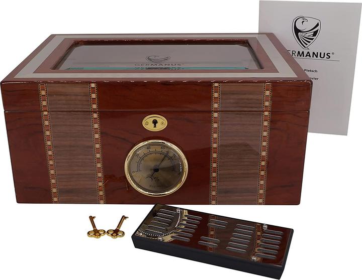 Actual product image Germanus Humidor Chest with Viewing Window, Brown