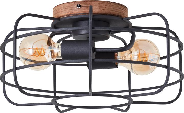 Brilliant Plafondlamp Gwen E27 max 2x60W - Hout/Zwart