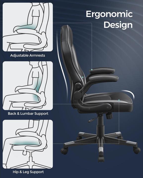 Image du produit Songmics Chaise de bureau avec accoudoirs rabattables