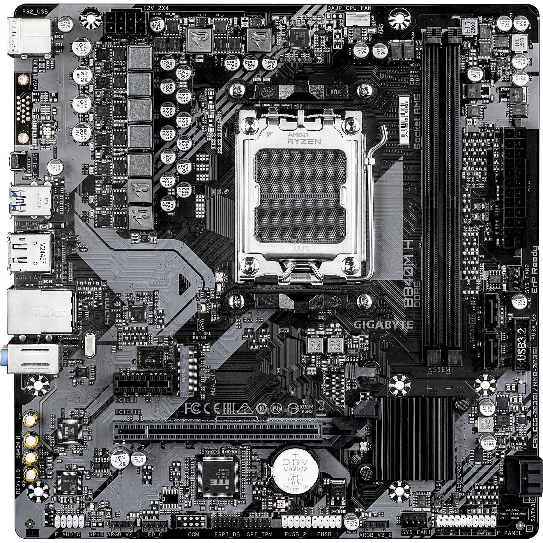 Gigabyte B840M H (B840,AM5,mATX,DDR5) (AM5, AMD B840, mATX), Mainboard