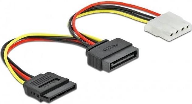 Actual product image Delock Cable Power SATA 15 pin male > Molex 4 pin female + SATA 15 pin female (16.50 cm, 15 pin S-ATA, 4 pin Molex)