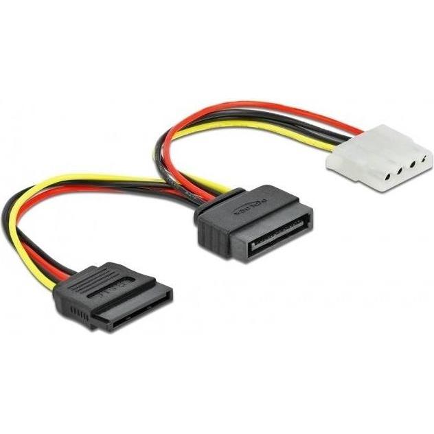 Delock Cavo di alimentazione SATA 15 pin maschio > Molex 4 pin femmina + SATA 15 pin femmina, Cavo interno (PC)