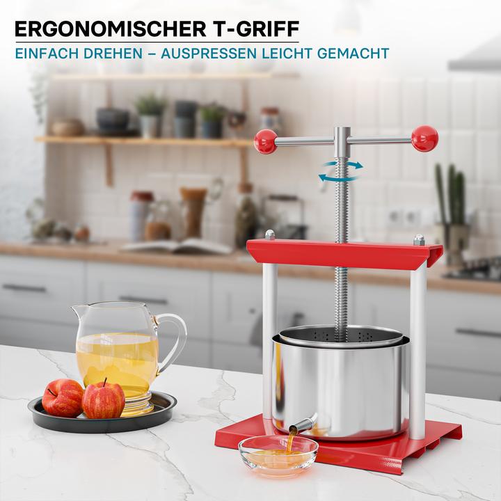 Immagine prodotto Wiltec Presse à fruits Pressoir à vin Acier 6l Cuve en acier inoxydable Pressoir Fruits Baies (Spina UE)