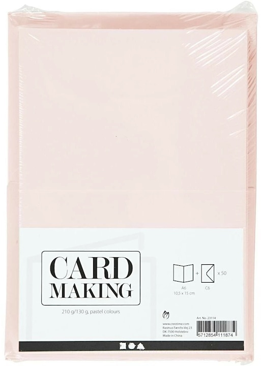 Creativ Company Carte vierge et enveloppe 10.5 x 15 cm, 50 pièces, pastel (50 pcs)