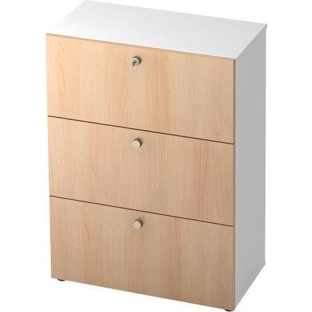 Hammerbacher, Aktenschrank, Hängeregisterschrank 3OH SG Weiss/Eiche (80 x 42 x 110 cm)