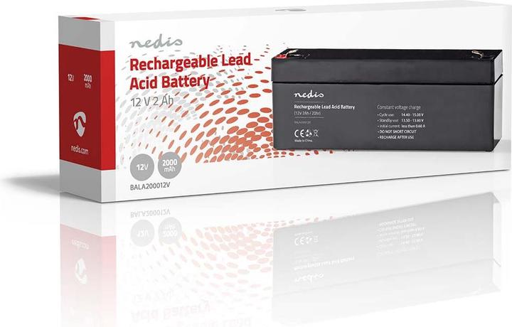 Produktbild Nedis Wiederaufladbare Blei-Säure-Batterie - Wiederaufladbar - 12 V - 2000 mAh - 178 mm - 34 mm - (12 V, 2 Ah)