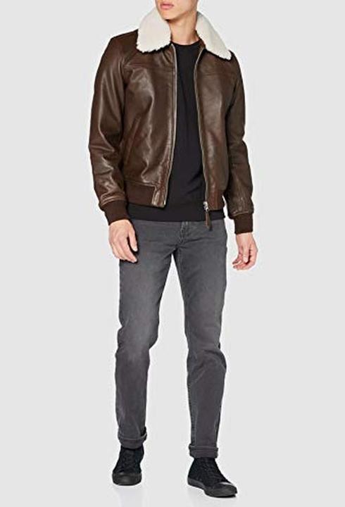 Actual product image Schott Nyc Officer Leather Jacket, Classic, Front Zipper (S)