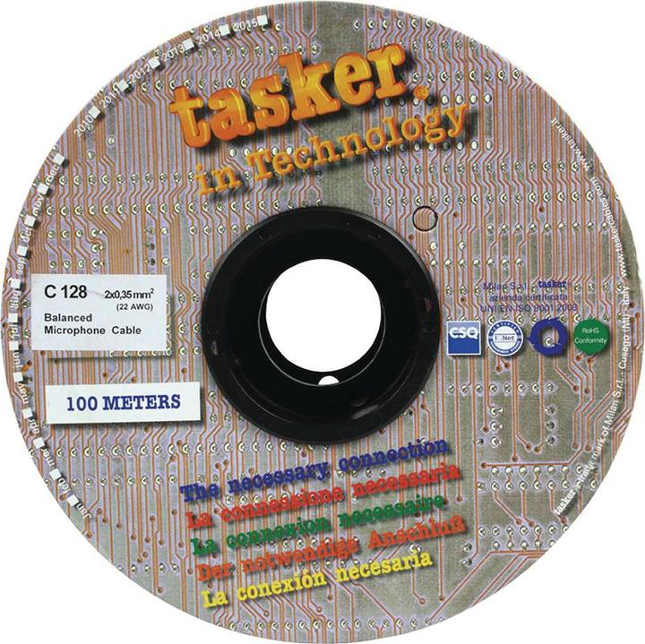Produktbild Tasker C128-Black 100m 2 x 0.35 mm2 microfoonkabel, diameter 6.3 mm (100 m)