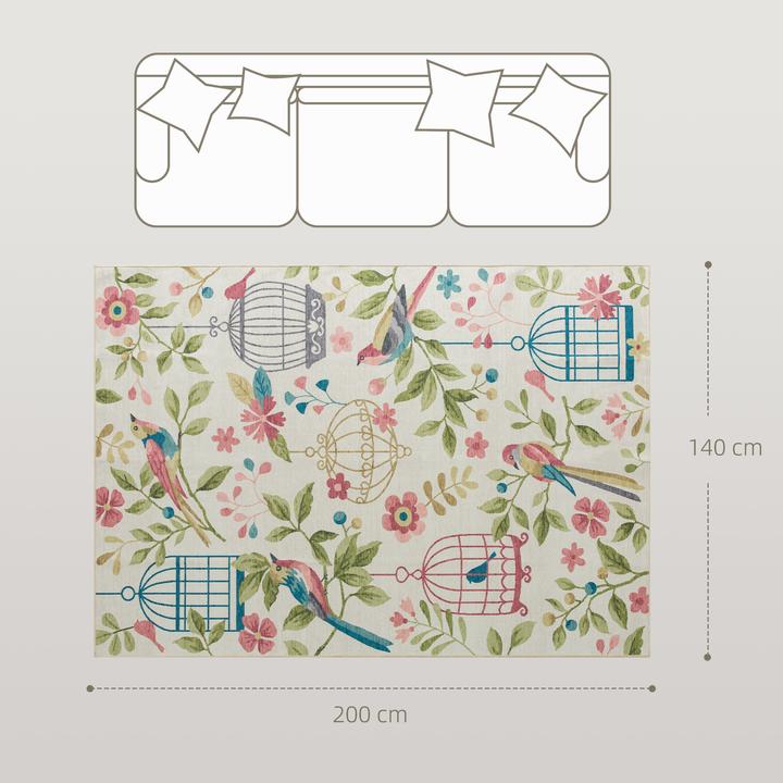 Produktbild Homcom Teppich Polyester Cremeweiss+Rosa (200 x 140 cm)