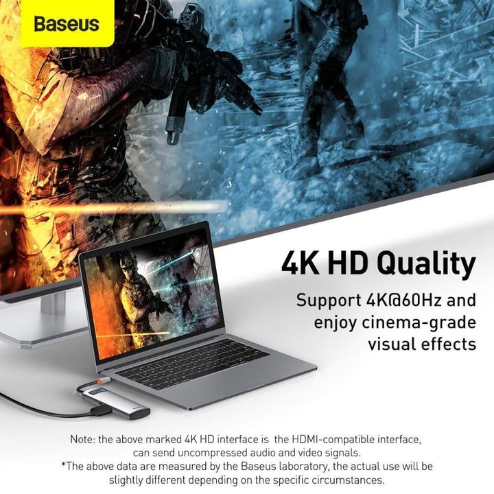 Actual product image Baseus Metal Gelam Series (USB-C, 5 Ports)