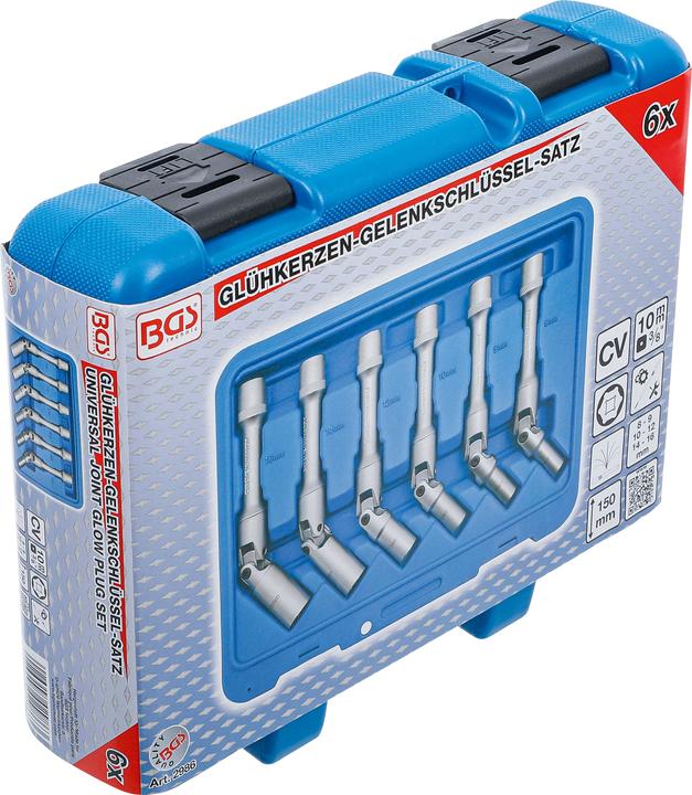 Actual product image BGS Universal Joint Glow Plug Set, Hexagon 10 mm (3/8") Drive 8 - 16 mm 6 pcs.
