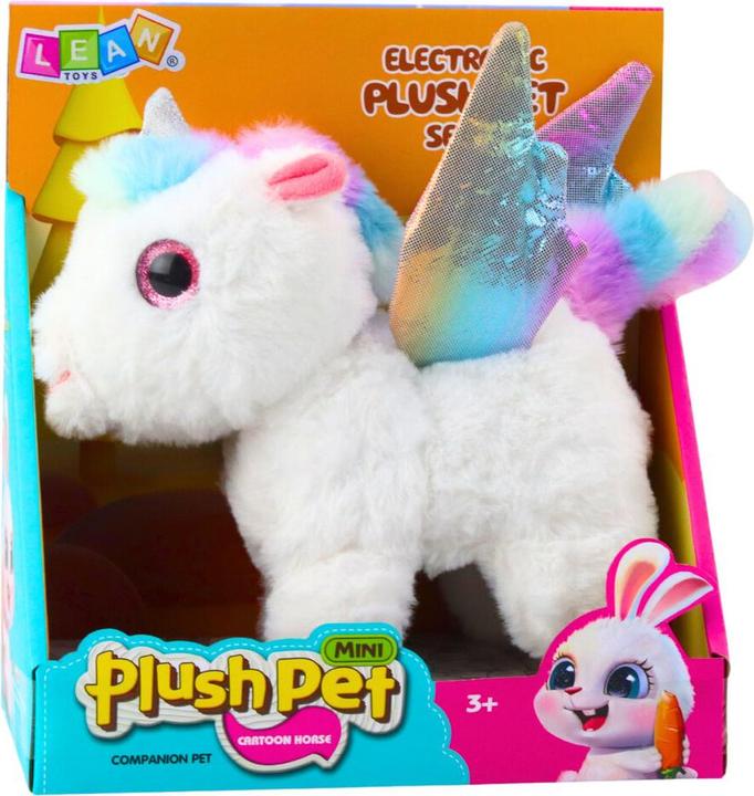 Produktbild Lean Toys Interaktives Einhorn-Plüschtier mit Bewegungen und Geräuschen, weiss, 21 cm (21 cm)