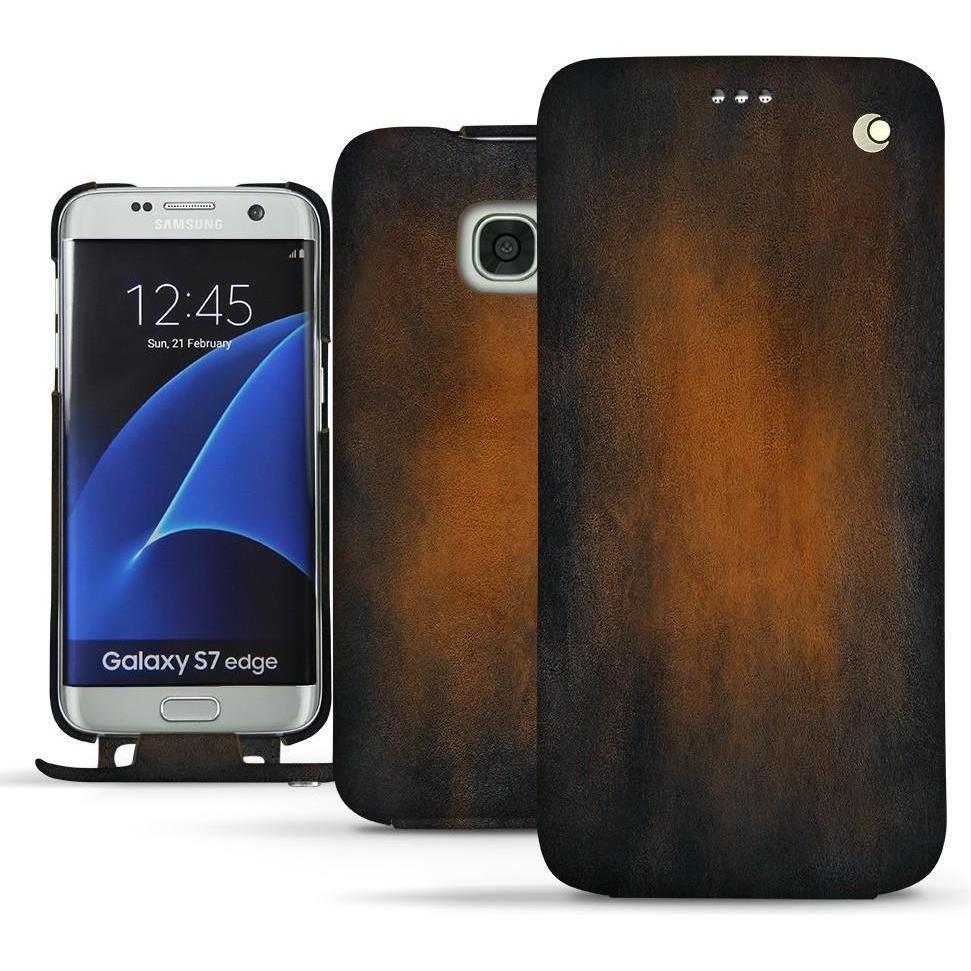 Noreve Lederschutzhülle vertikal (Samsung Galaxy S7 Edge), Smartphone Hülle, Braun