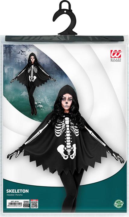 Produktbild Widmann Skelett Poncho Mit Kapuze