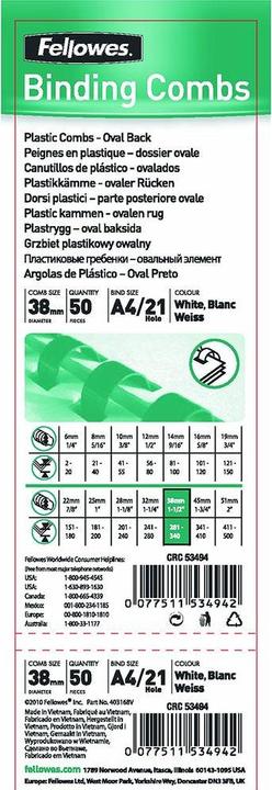 Actual product image Fellowes plastic comb