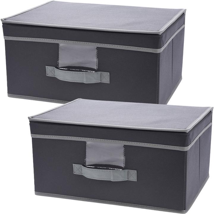 Storage Solutions Storage box with lid & handle, foldable, 39 x 19 x 29 cm, set of 2