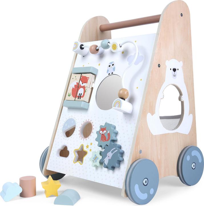Actual product image Qixi Toys Hölzerner pädagogischer Schiebewagen mit beweglichen Elementen, ECOTOYS