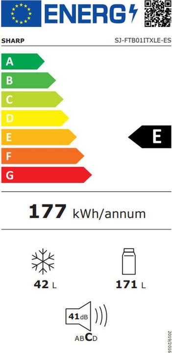 Energie-Label Sharp Kühl-Gefrierkombination Sjftb01Itxlees