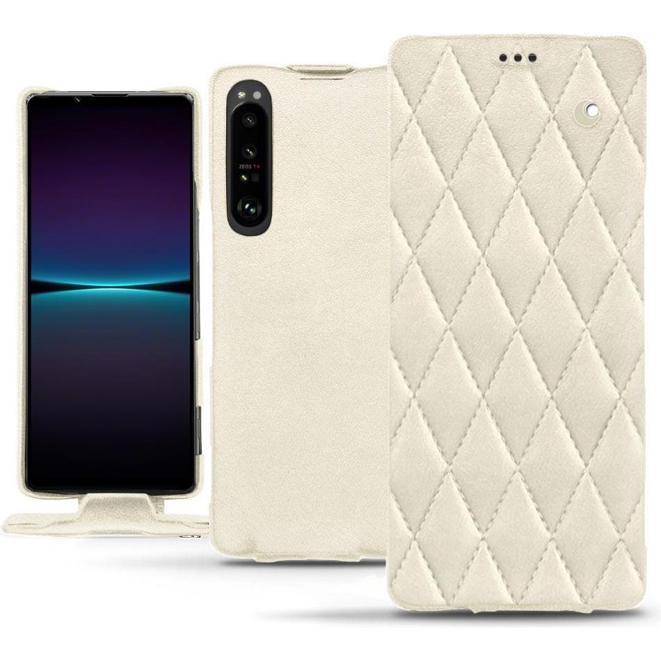 Noreve Lederschutzhülle vertikal (Sony Xperia 1 IV), Smartphone Hülle, Weiss