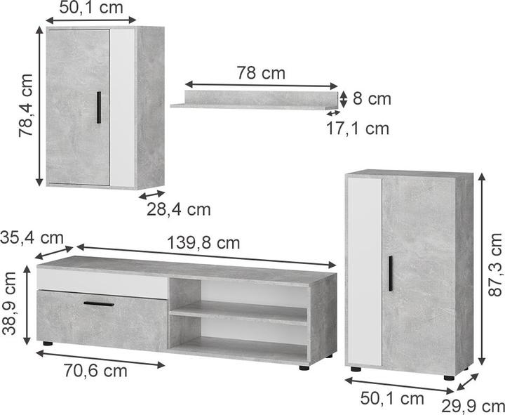 Produktbild Vicco Berno (78 x 38.90 x 139.80 cm)