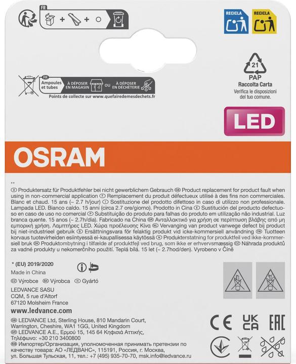 Actual product image Osram LED Leuchtmittel LED Retrofit CLASSIC P 3.4W 827 Frosted E14 Warm weiss 4099854469152 (E14, 470 lm, 6x)
