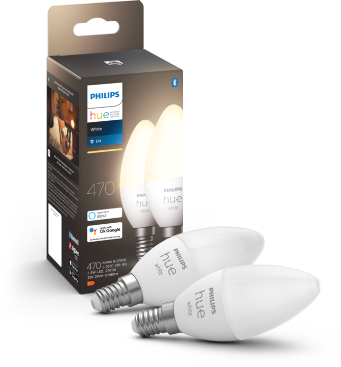 Productafbeelding Philips Hue Hue Wit BT (E14, 5.50 W, 470 lm, 2 x, F)