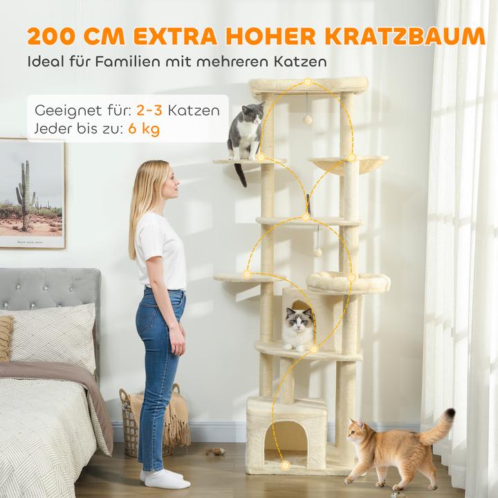 Actual product image PawHut Scratching post (200 cm, Beige+cream white)