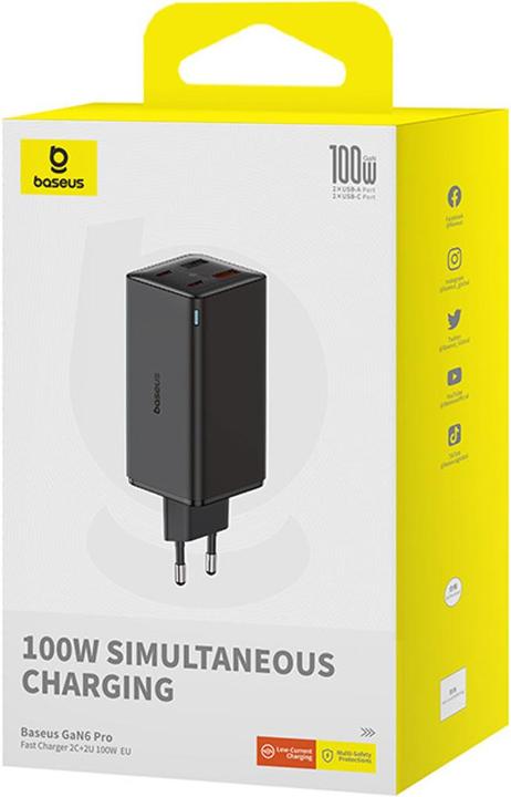 Produktbild Baseus GaN6 Pro Fast Wall Charger (100 W, 4 Ports)