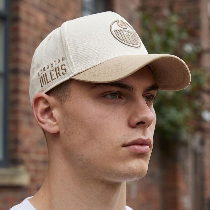 Actual product image 47 Brand Snapback Cap - Side Script Edmonton Oilers Beige